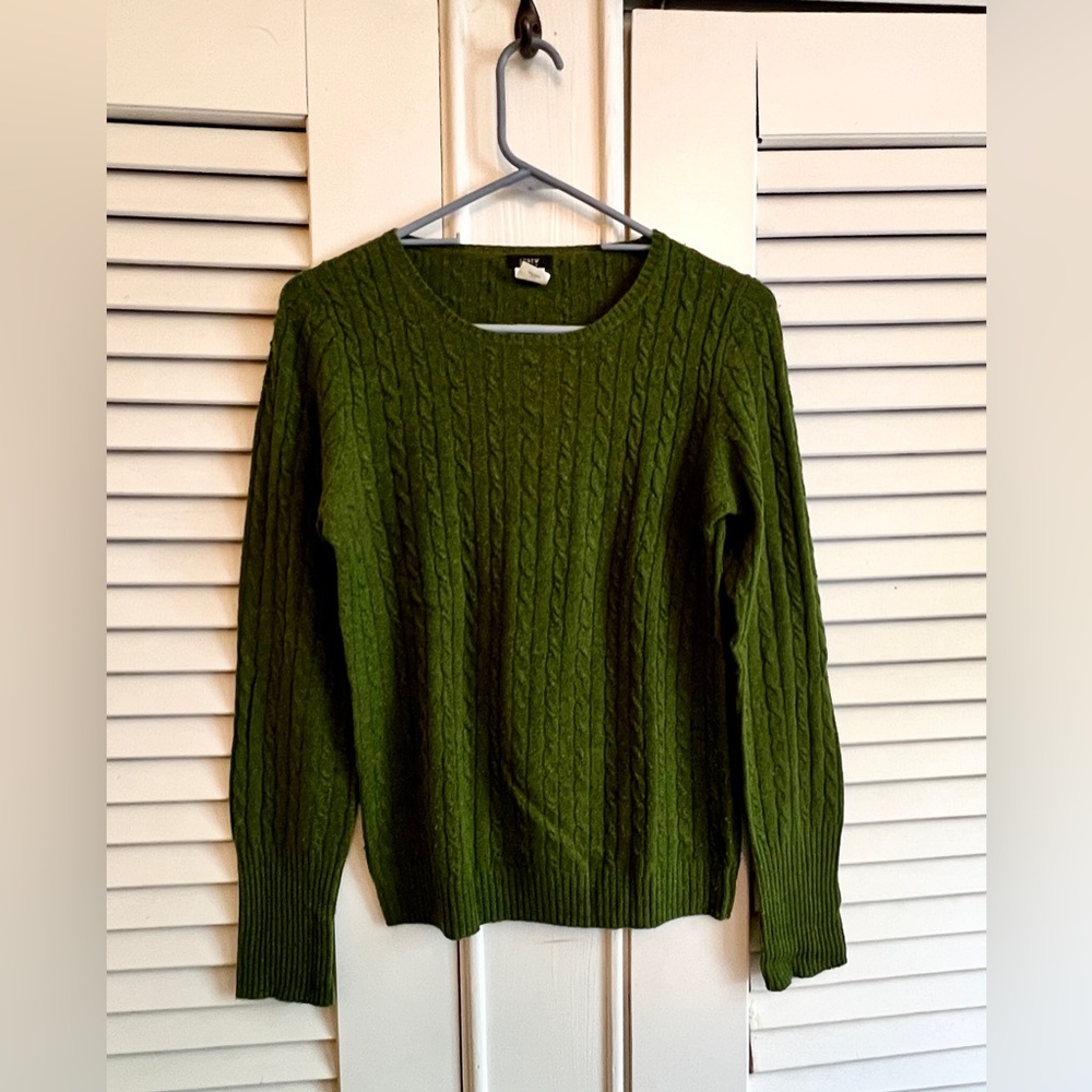 J. Crew Olive Cable Knit Sweater